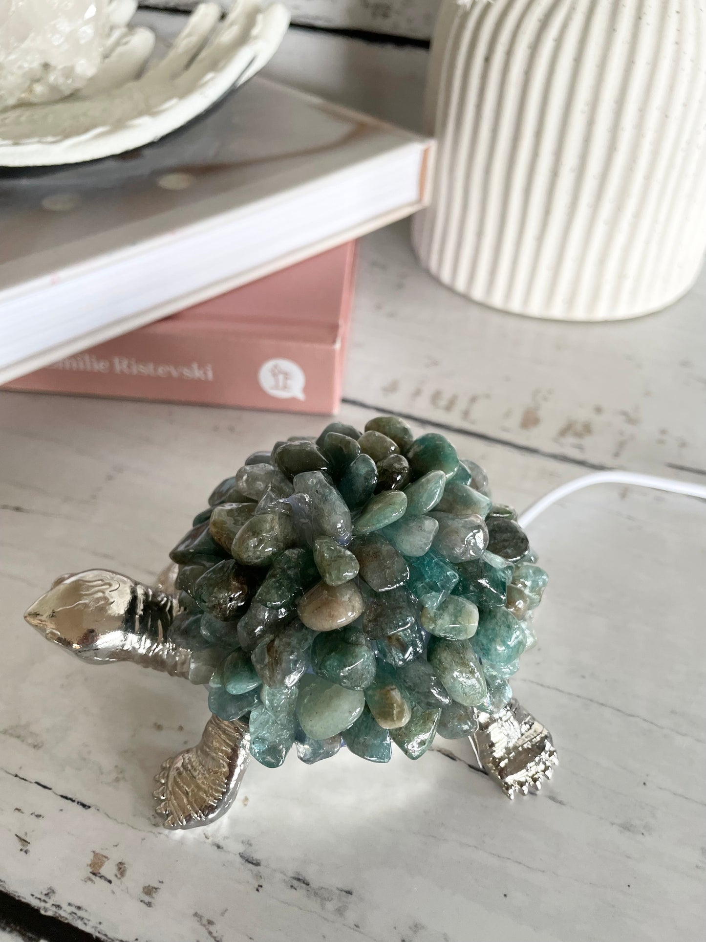 Tortoise Led Lamp - Moss Agate