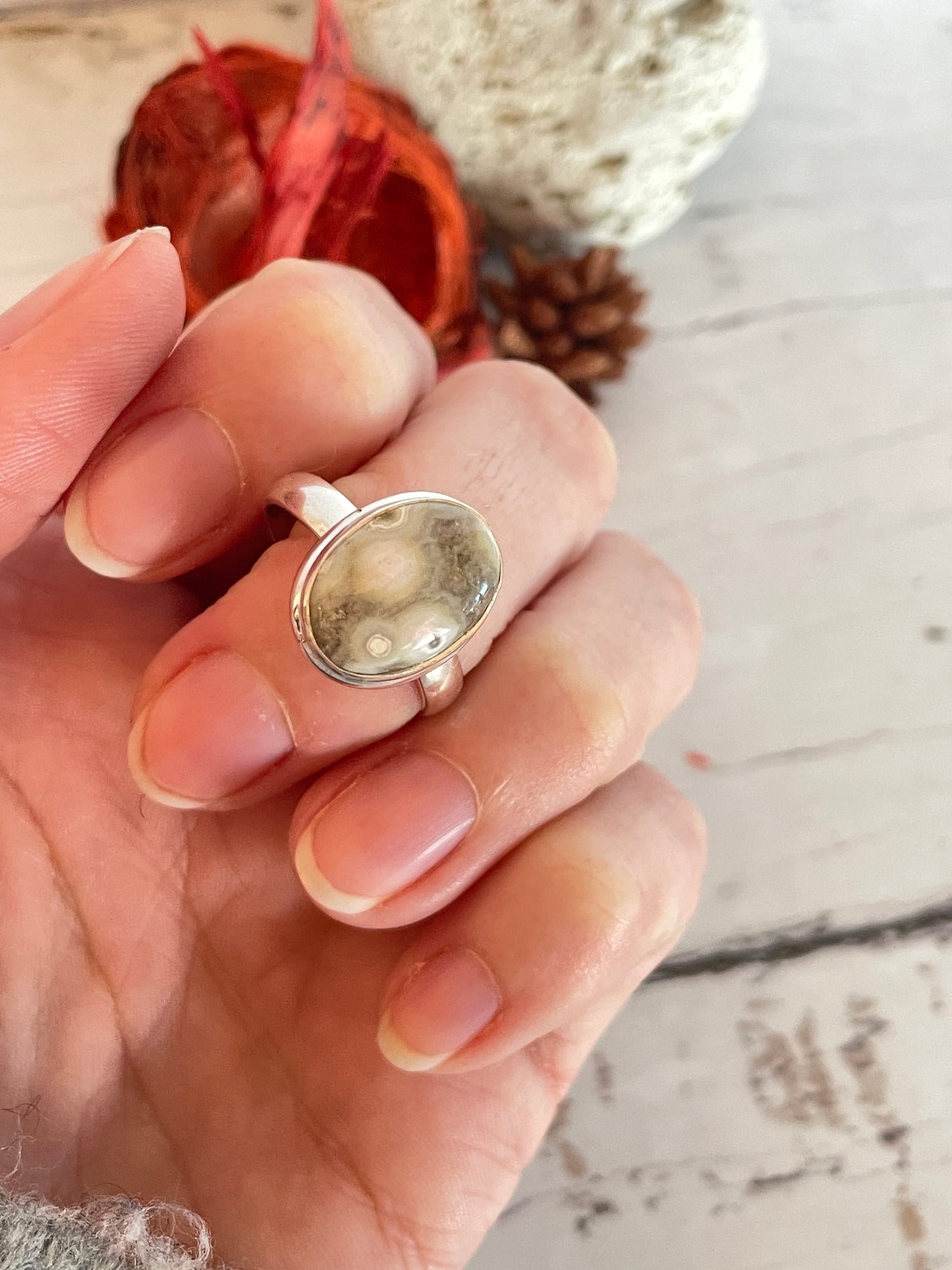 Ocean Jasper Silver Ring