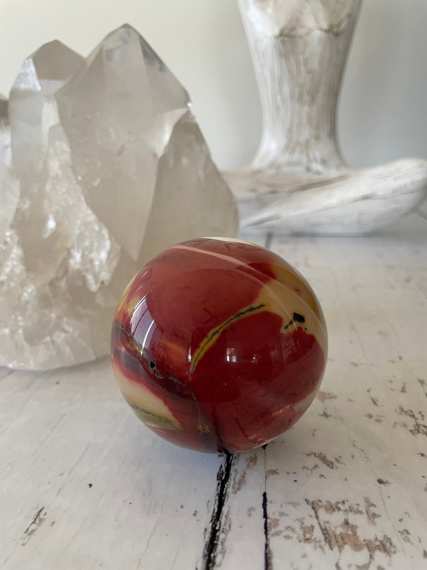 Mookaite Sphere Includes Wooden Holder