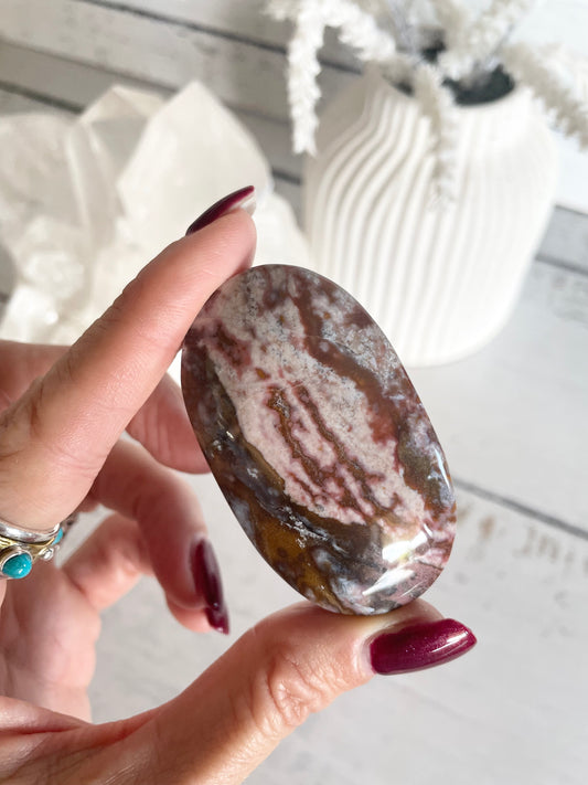 Ocean Jasper Pillow Palm Stone