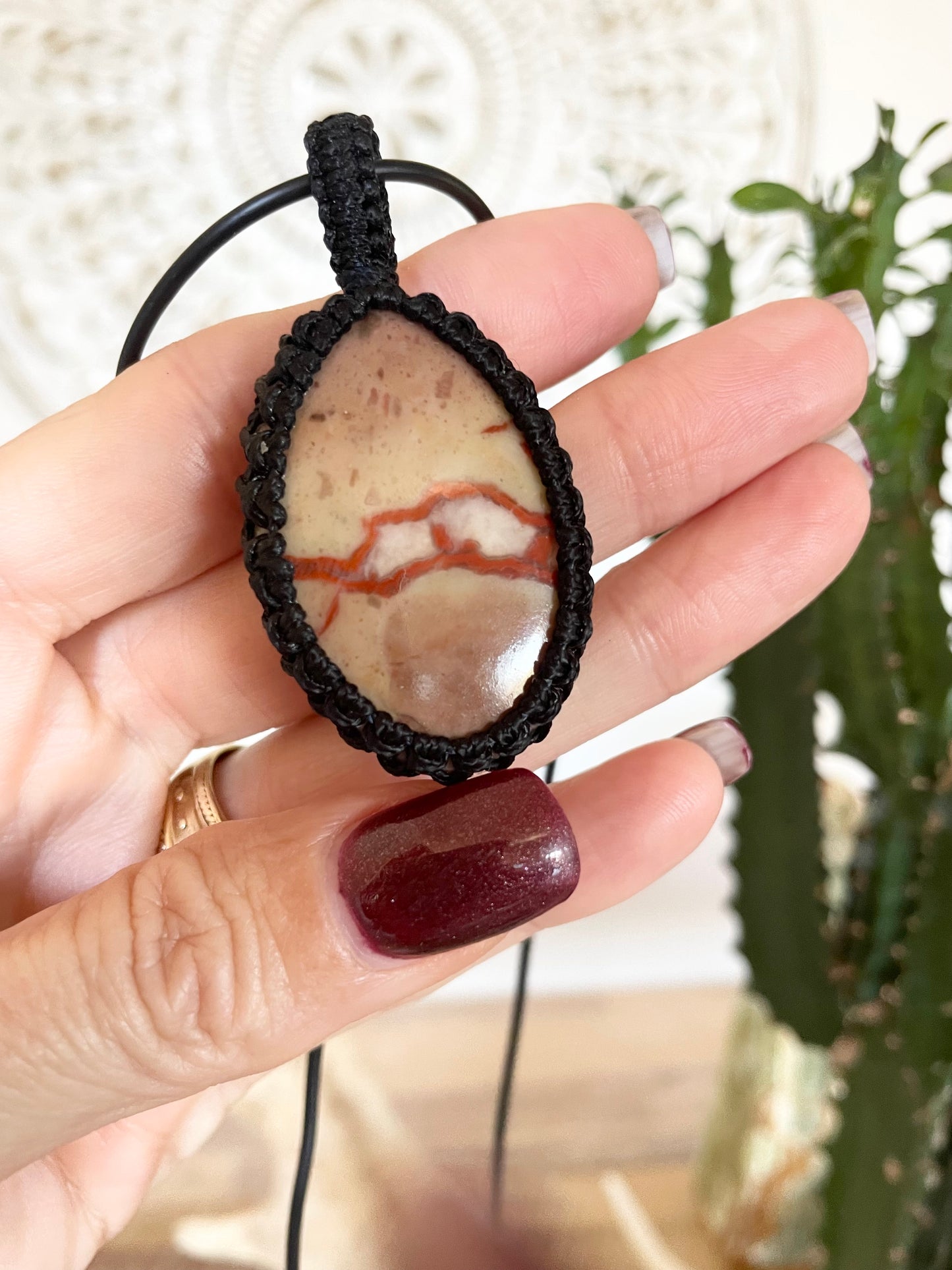 Macrame Pendant ~ Cobra Jasper