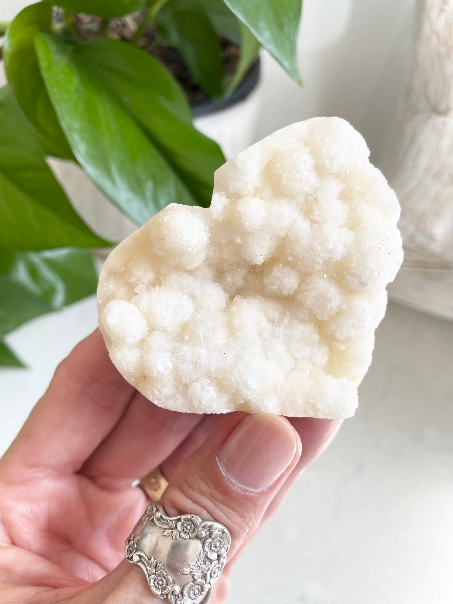 Druzy Snow Quartz Heart