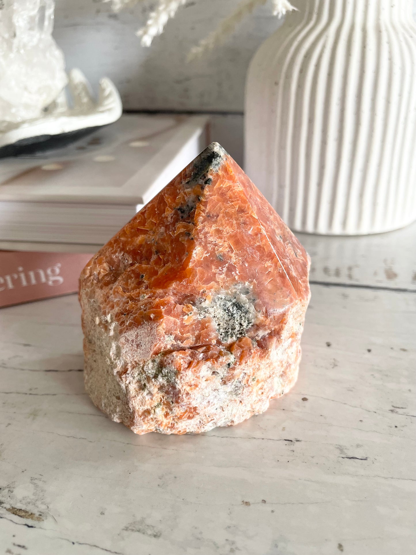 Orchid Calcite Base Cut Point