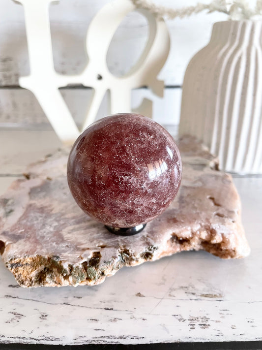 Strawberry Quartz Sphere includes holder