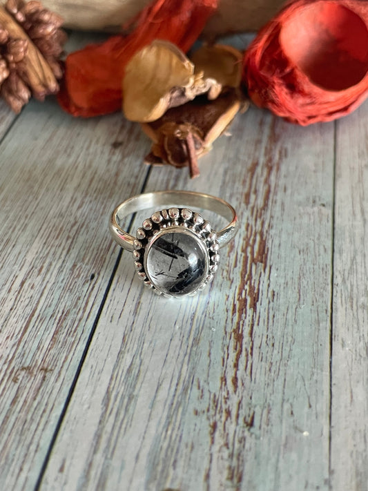 Tourmaline in Quartz Silver Ring