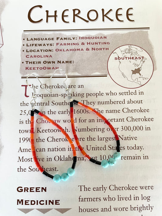 Cherokee Kingman Turquoise, Spiny Oyster Hoops