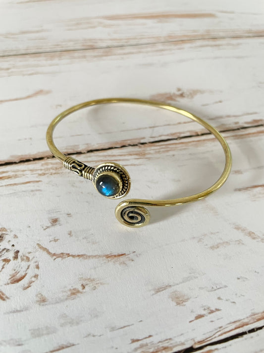 Labradorite Brass Cuff ~ adjustable