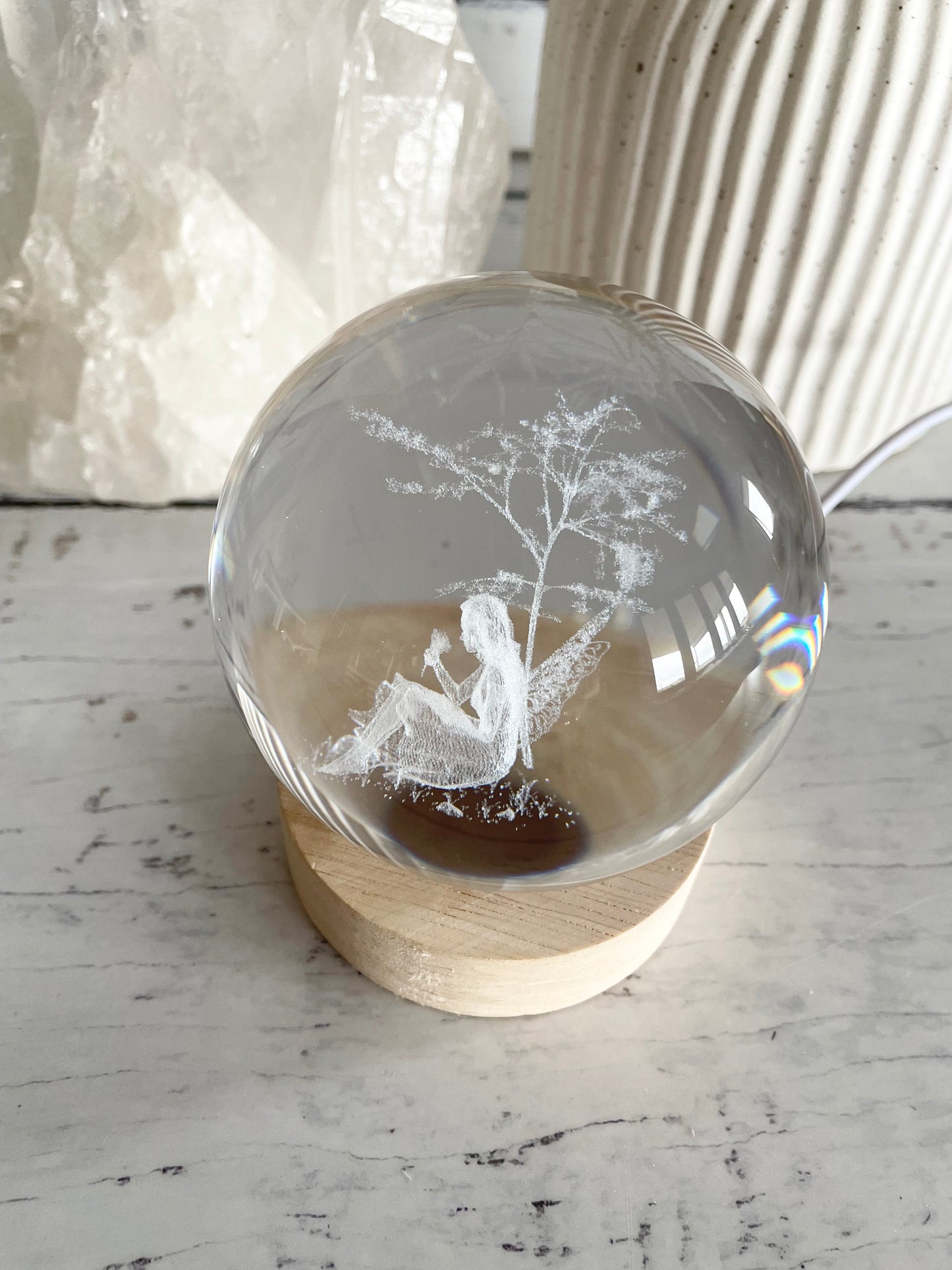 Glass Orb USB Lamp ~ Garden Fairy