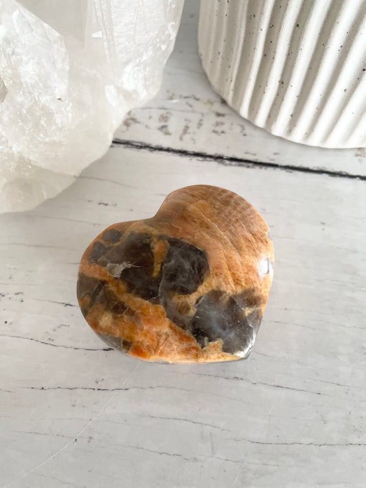 Smoky Quartz & Sunstone Heart