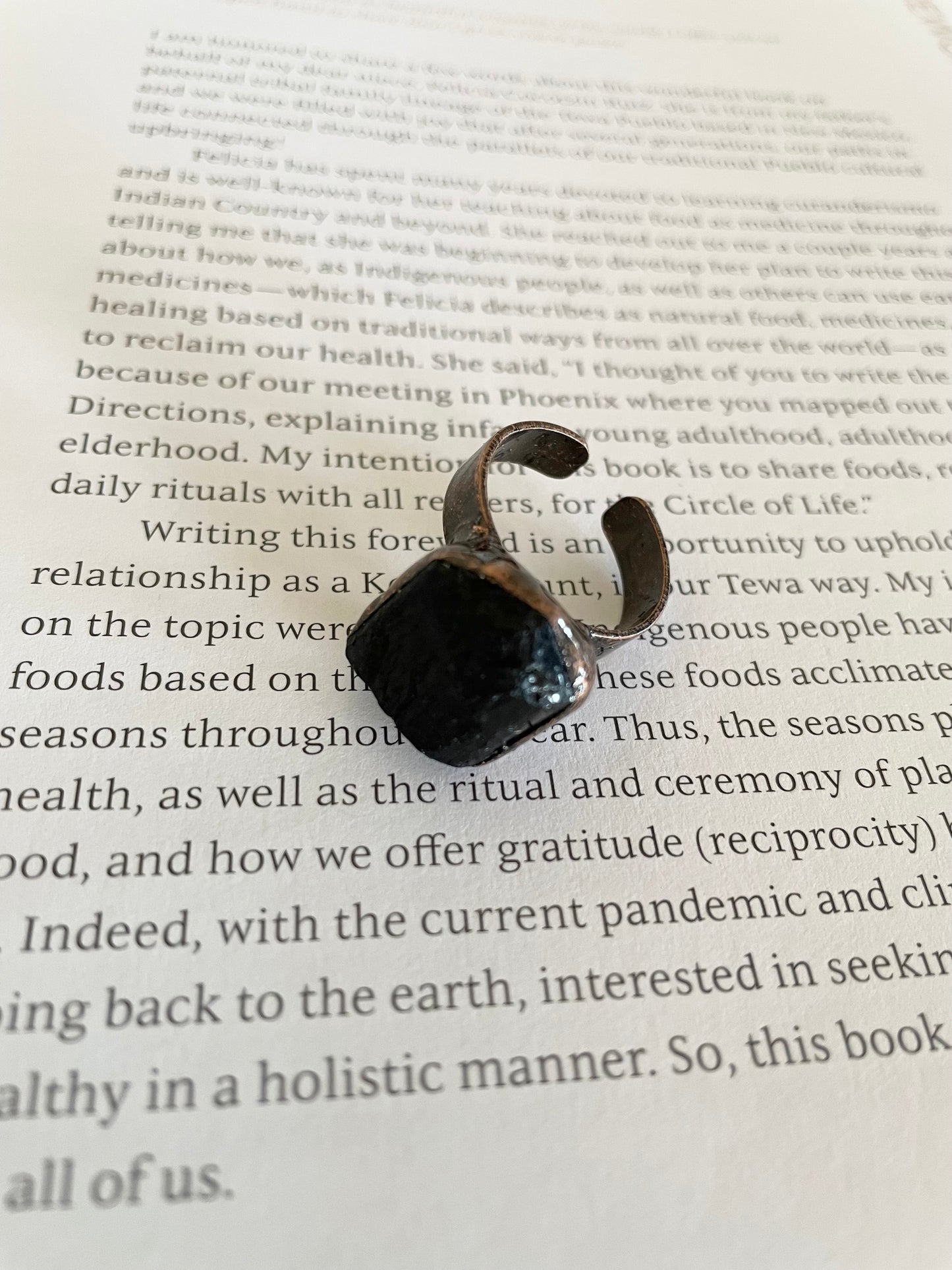 Copper electroplated Ring ~ Black Tourmaline Ring