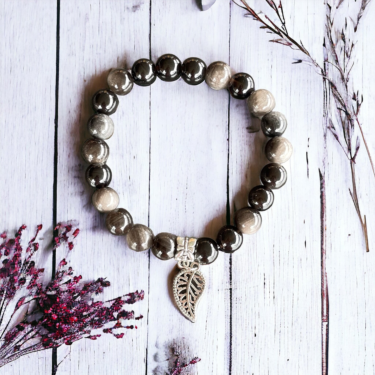 Silver Sheen Obsidian Healing Bracelet ~ Seer