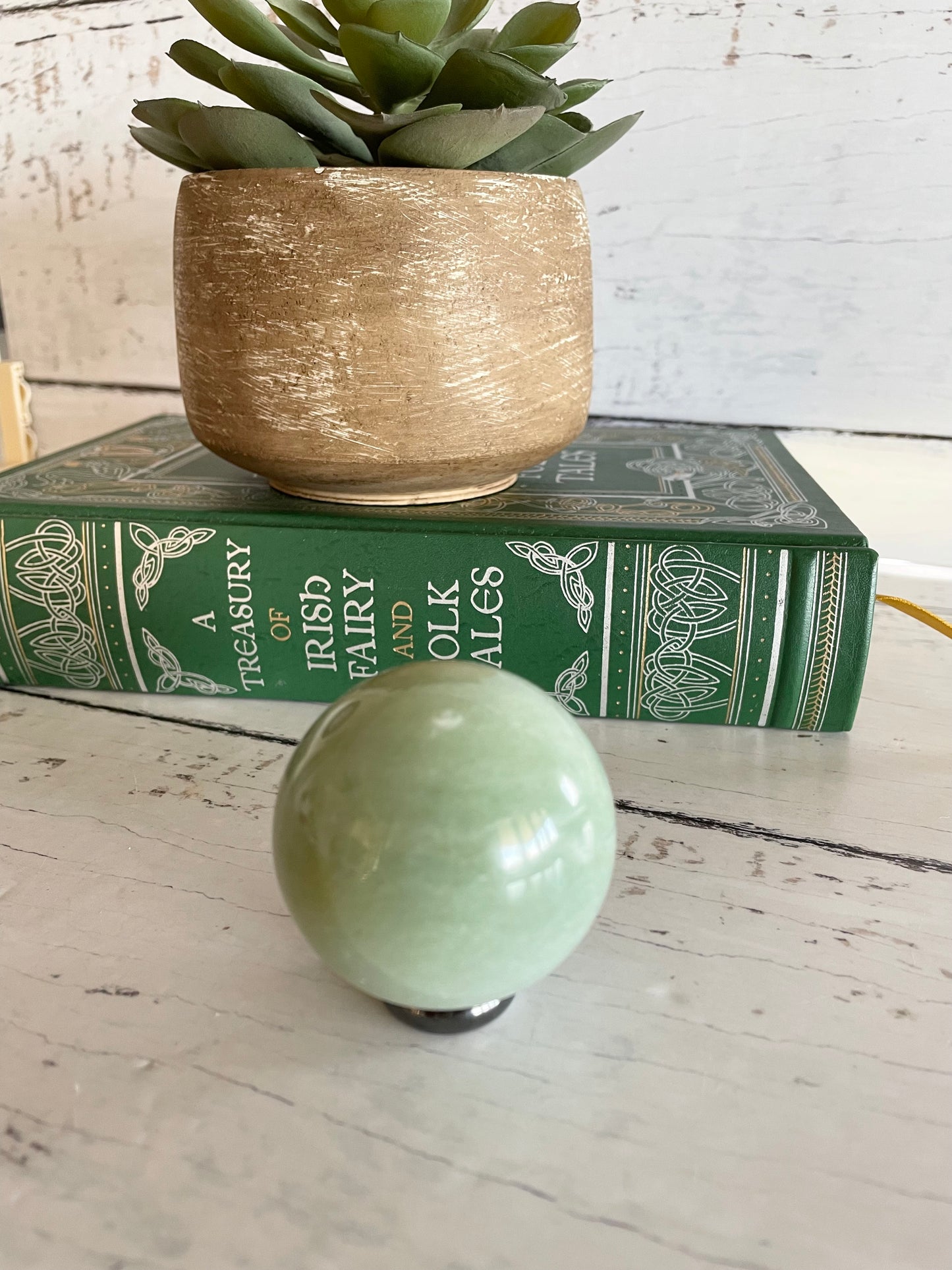 Green Aventurine Sphere Includes Wooden Holder