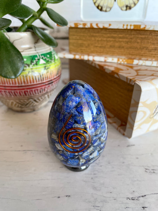 Orgone Egg - Lapis Lazuli Includes Hematite Ring