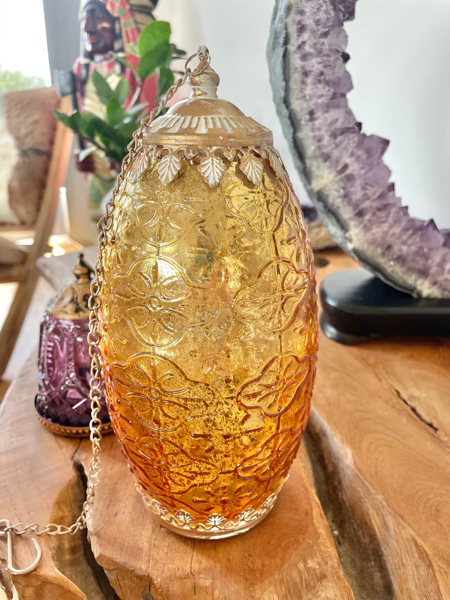 Vintage LED Tall Gold Lantern