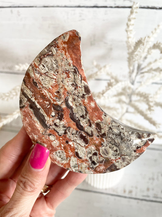 Fortune Agate Crescent Moon