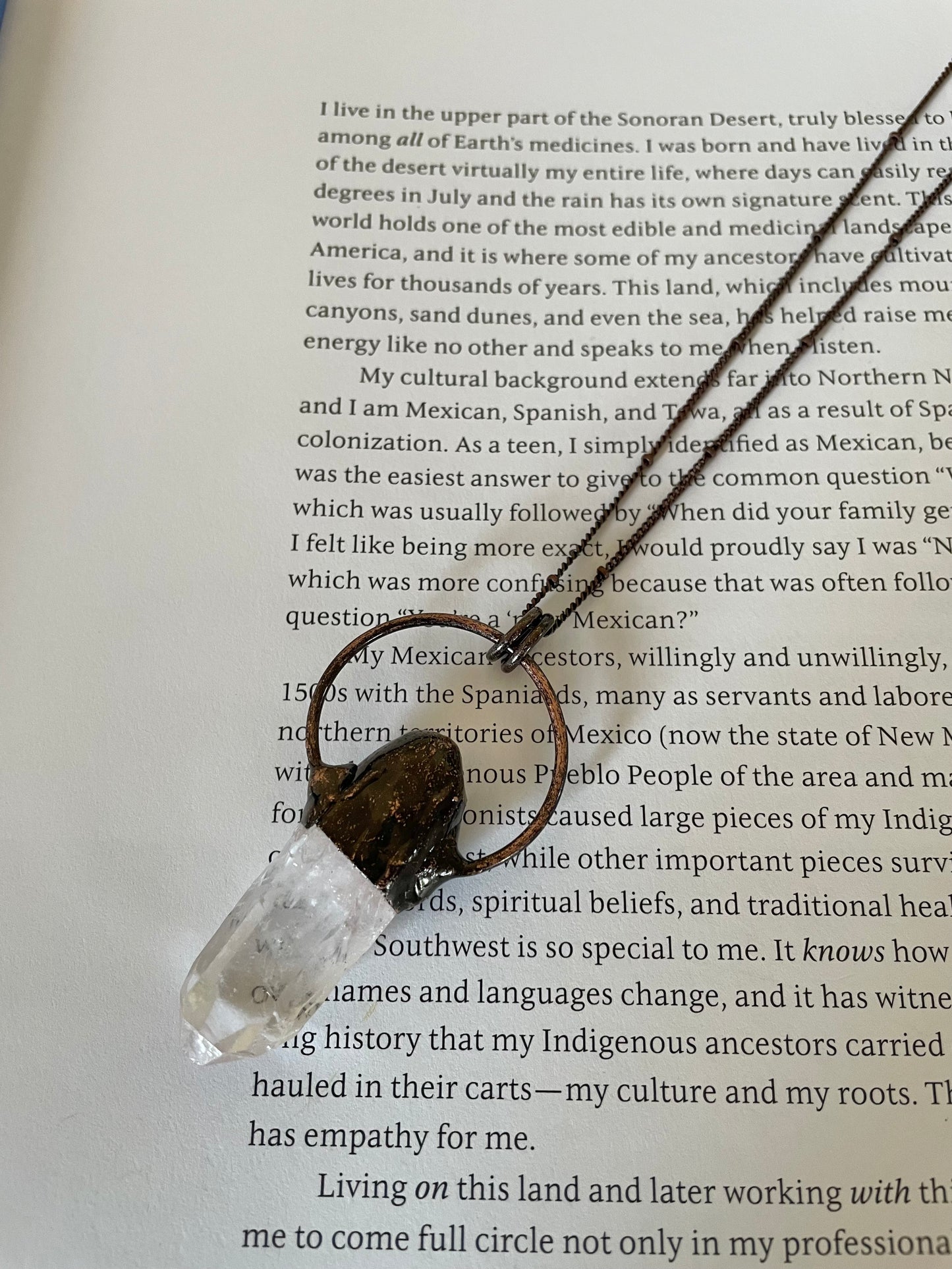 Copper electroplated Necklace ~ Clear Quartz