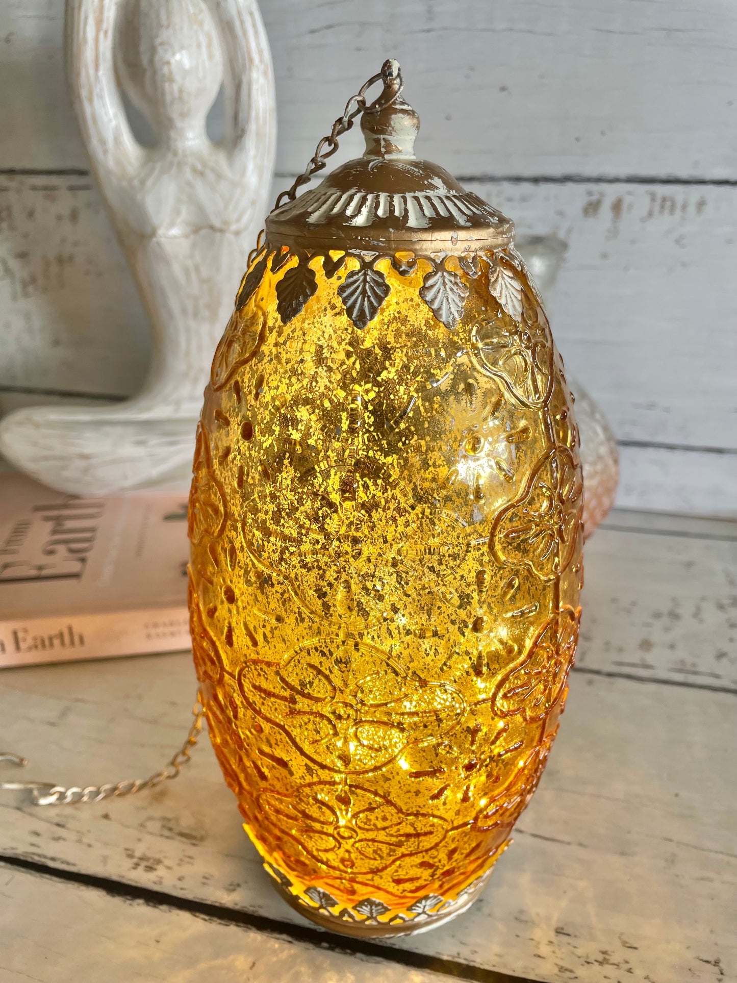 Vintage LED Tall Gold Lantern