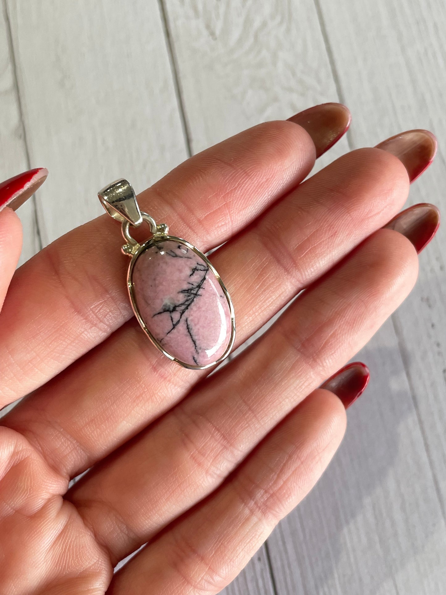 Rhodonite Silver Pendant