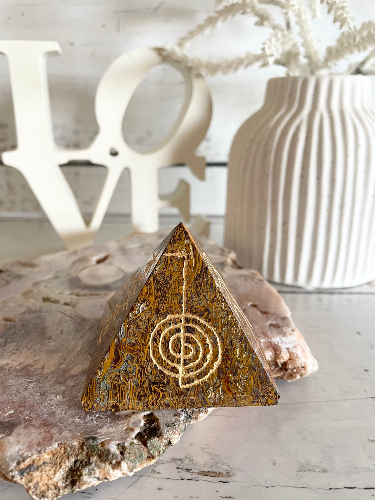 Calligraphy Jasper Reiki Pyramid