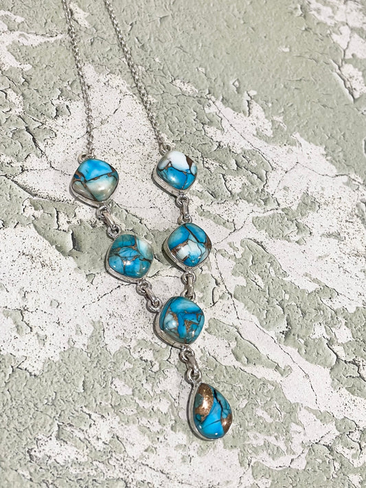 Sky Blue Dahlia Turquoise South Western Necklace
