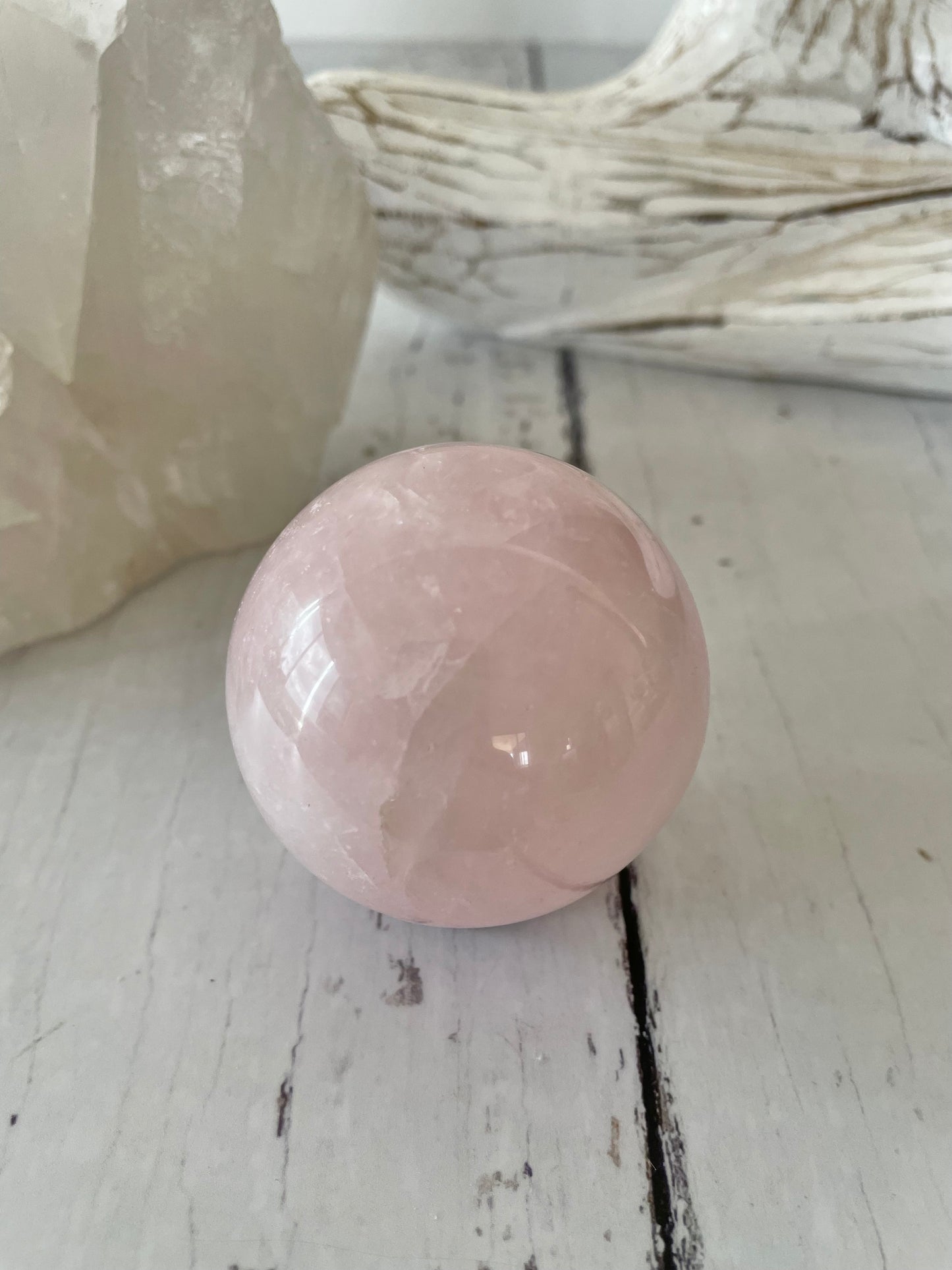 Rose Quartz Sphere Includes wooden holder