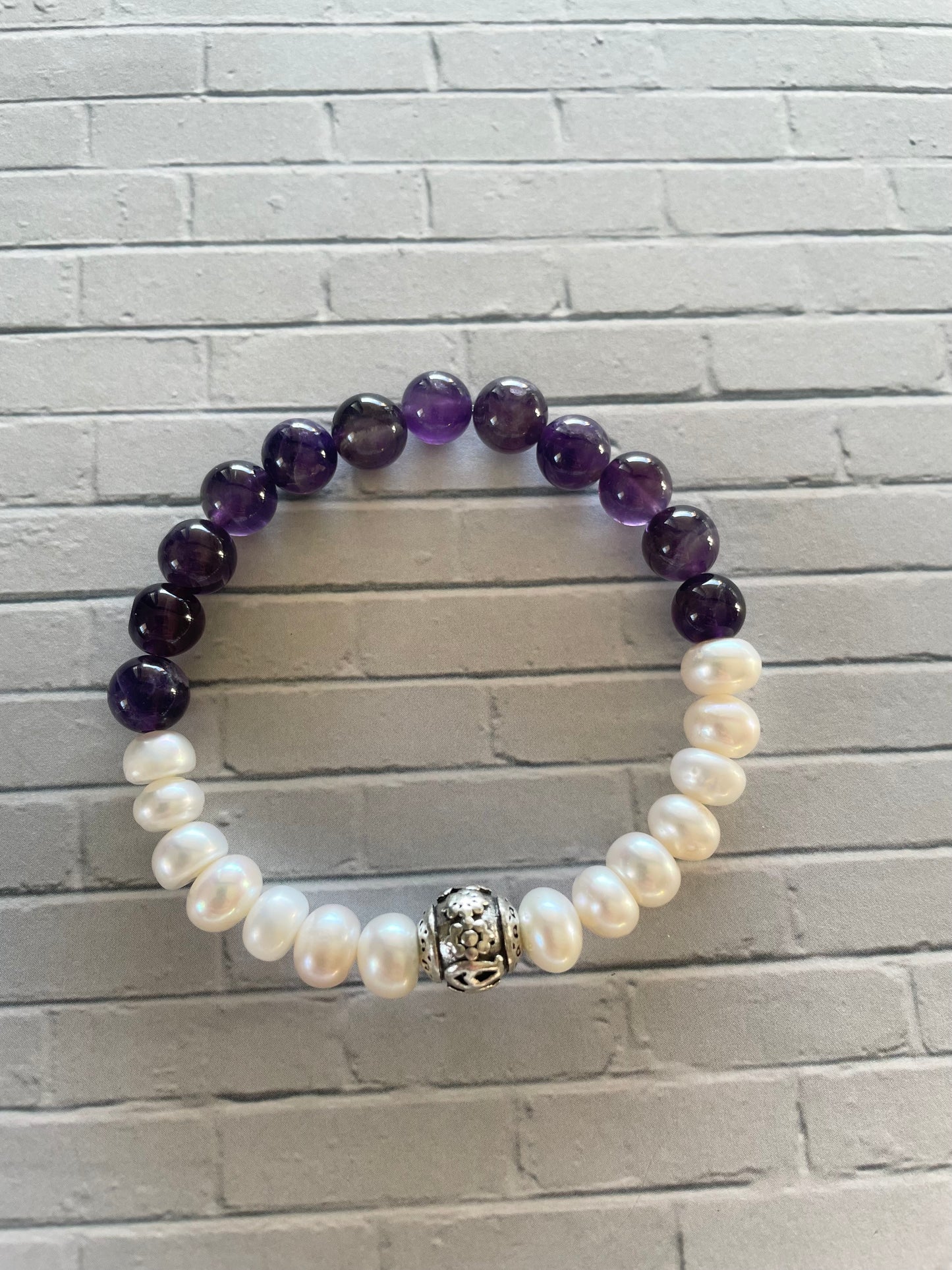 Pearl & Amethyst gemstone Bracelet