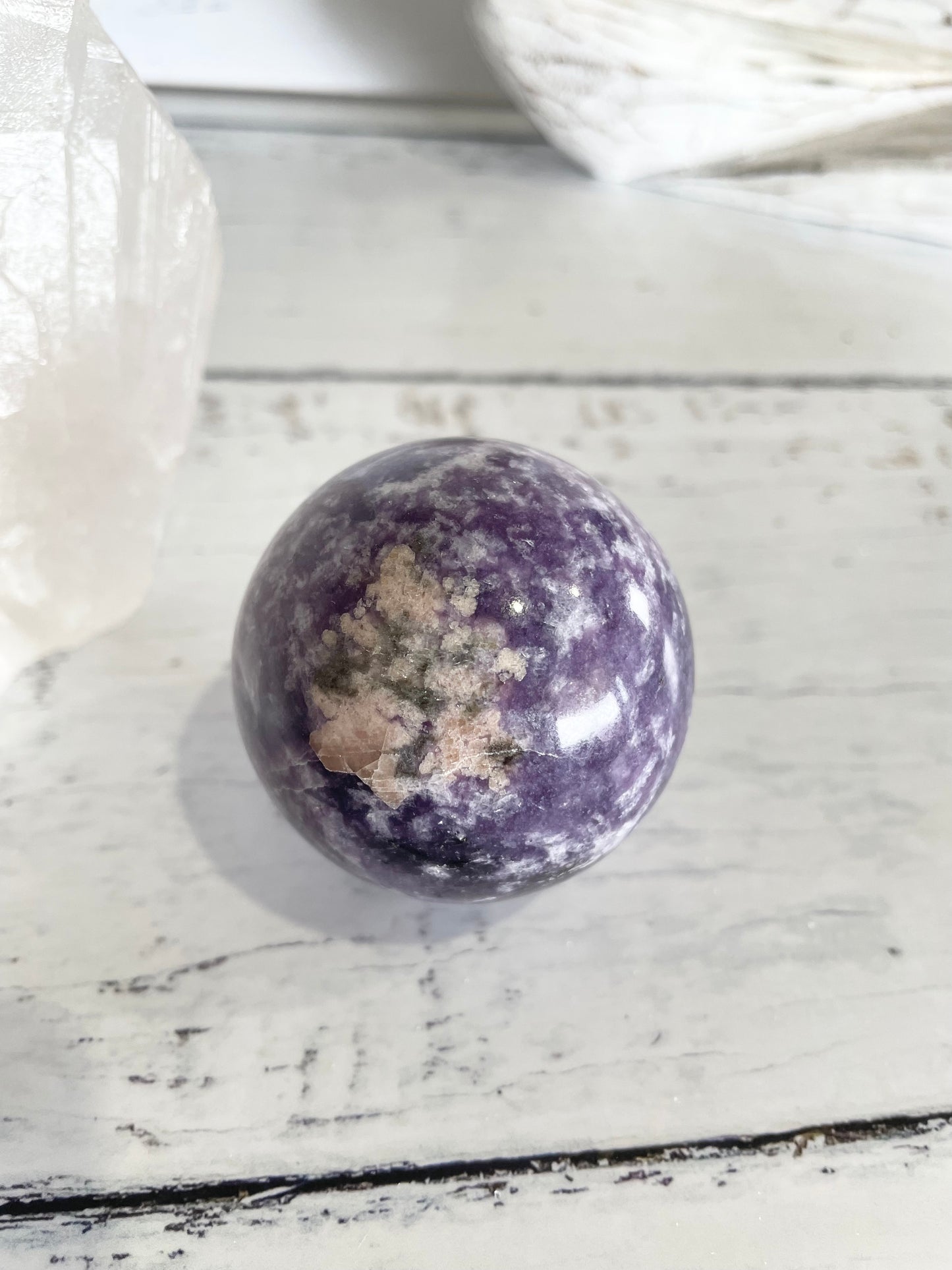 Lepidolite Sphere Includes Holder