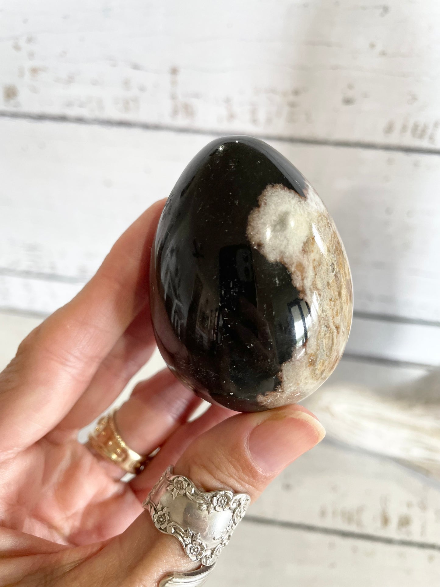 Sardonyx Egg includes hematite ring