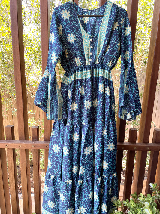 Sari Dress Long ~ Blue Moon