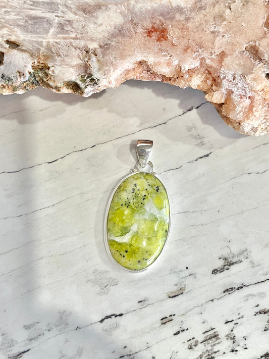 Yellow Serpentine /Lizardite Pendant