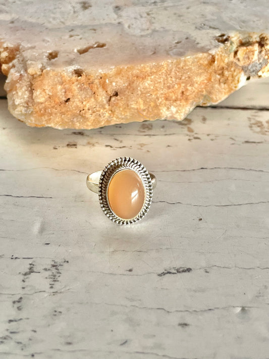 Peach Moonstone Ring ~ size 8