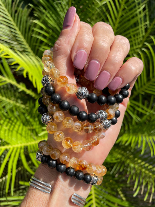 Shungite & Citrine Healing Bracelet ~ ABUNDANCE
