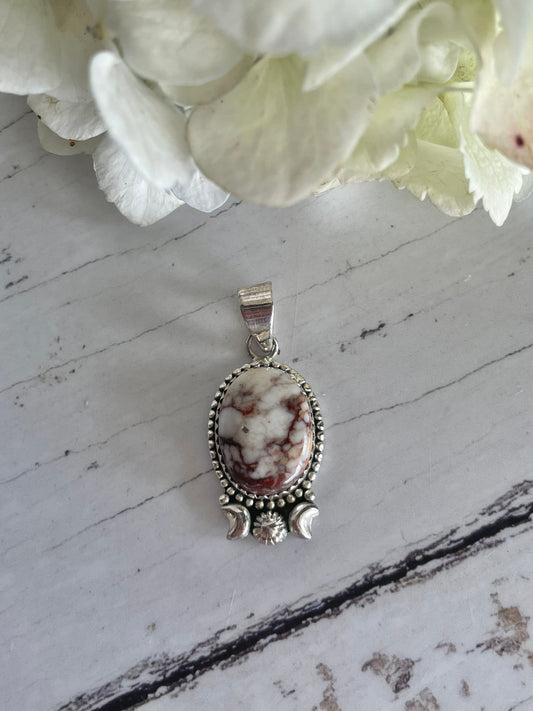 Magnesite Wild Horse Silver Pendant