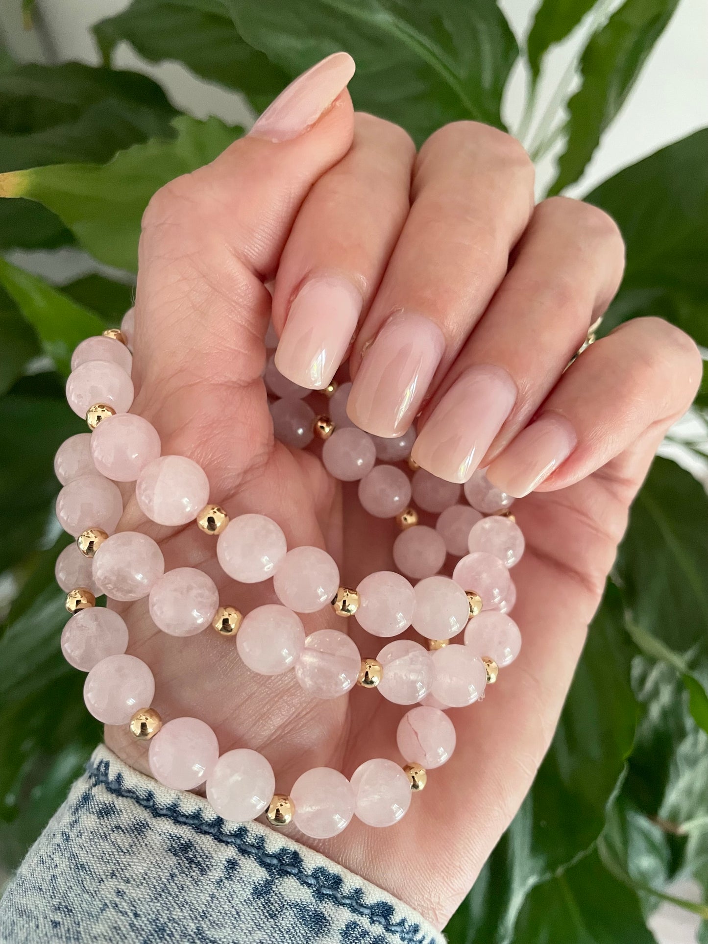 Rose Quartz 18K Gold healing bracelet
