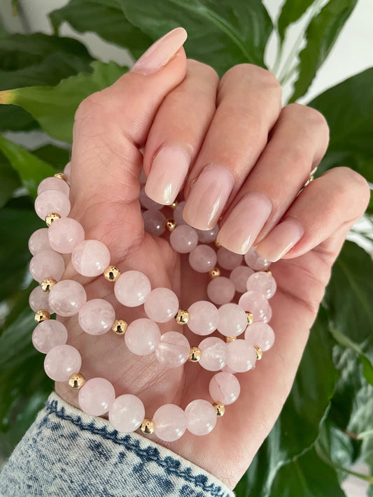 Rose Quartz 18K Gold healing bracelet