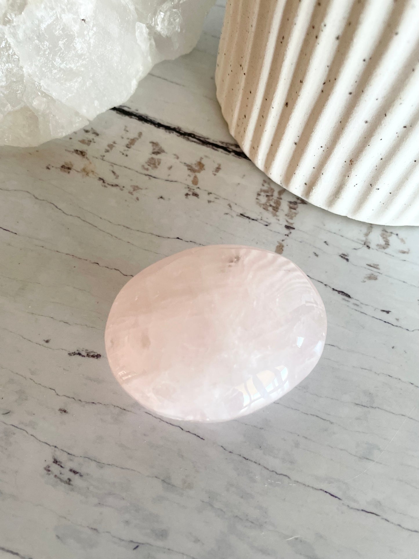 Rose Quartz Pillow Palm Stone