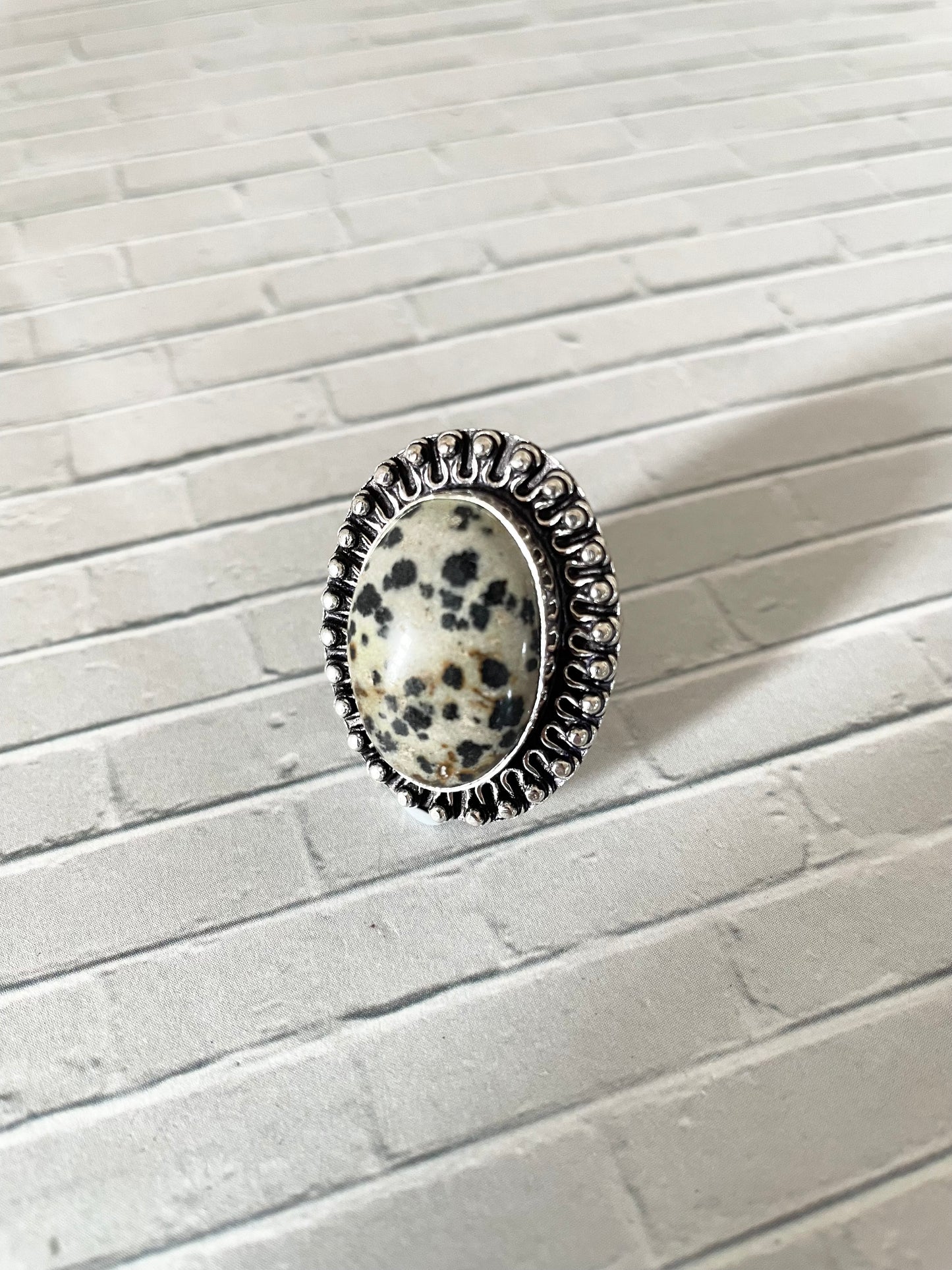 Dalmatian Jasper Ring - Size 7