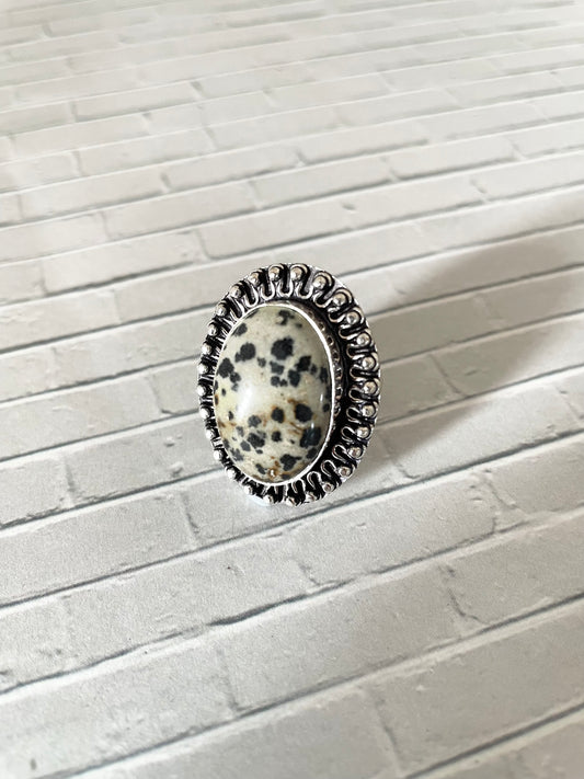 Dalmatian Jasper Ring - Size 7