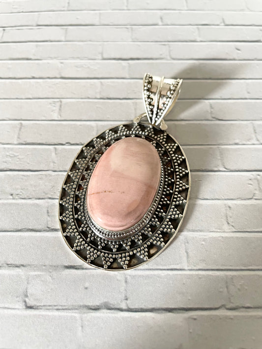 Pink Opal Patina Pendant