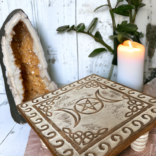 Altar Table ~ Triple Moon Whitewash