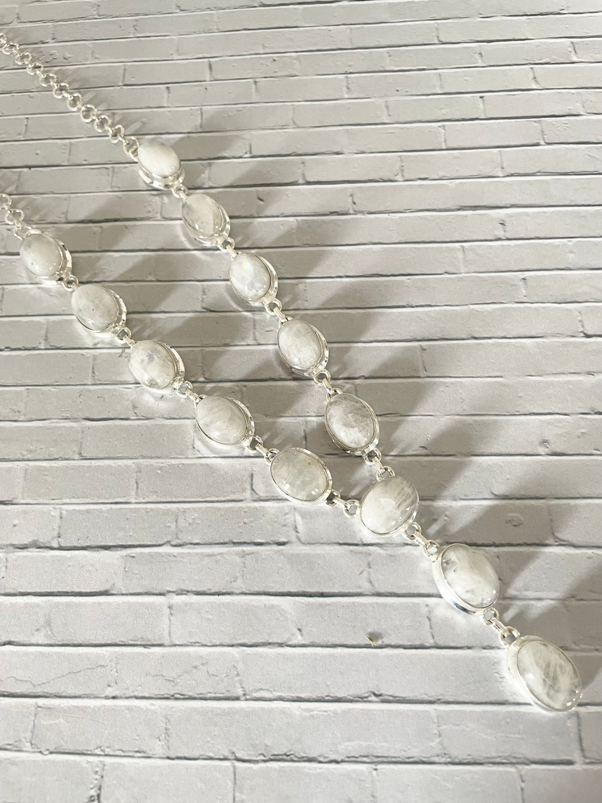 Rainbow Moonstone Lariat Necklace