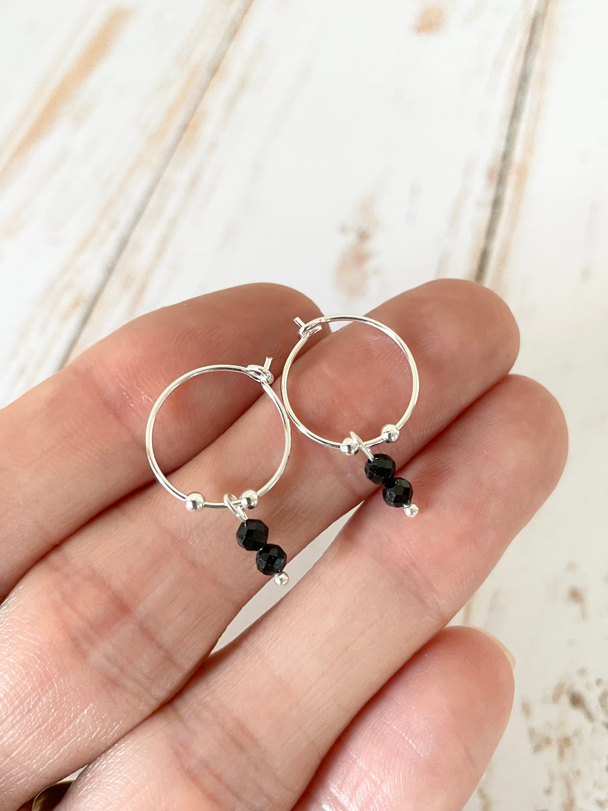 Black Onyx Faceted Hoops