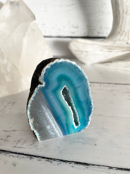 Agate Druzy Geode ~ Blue