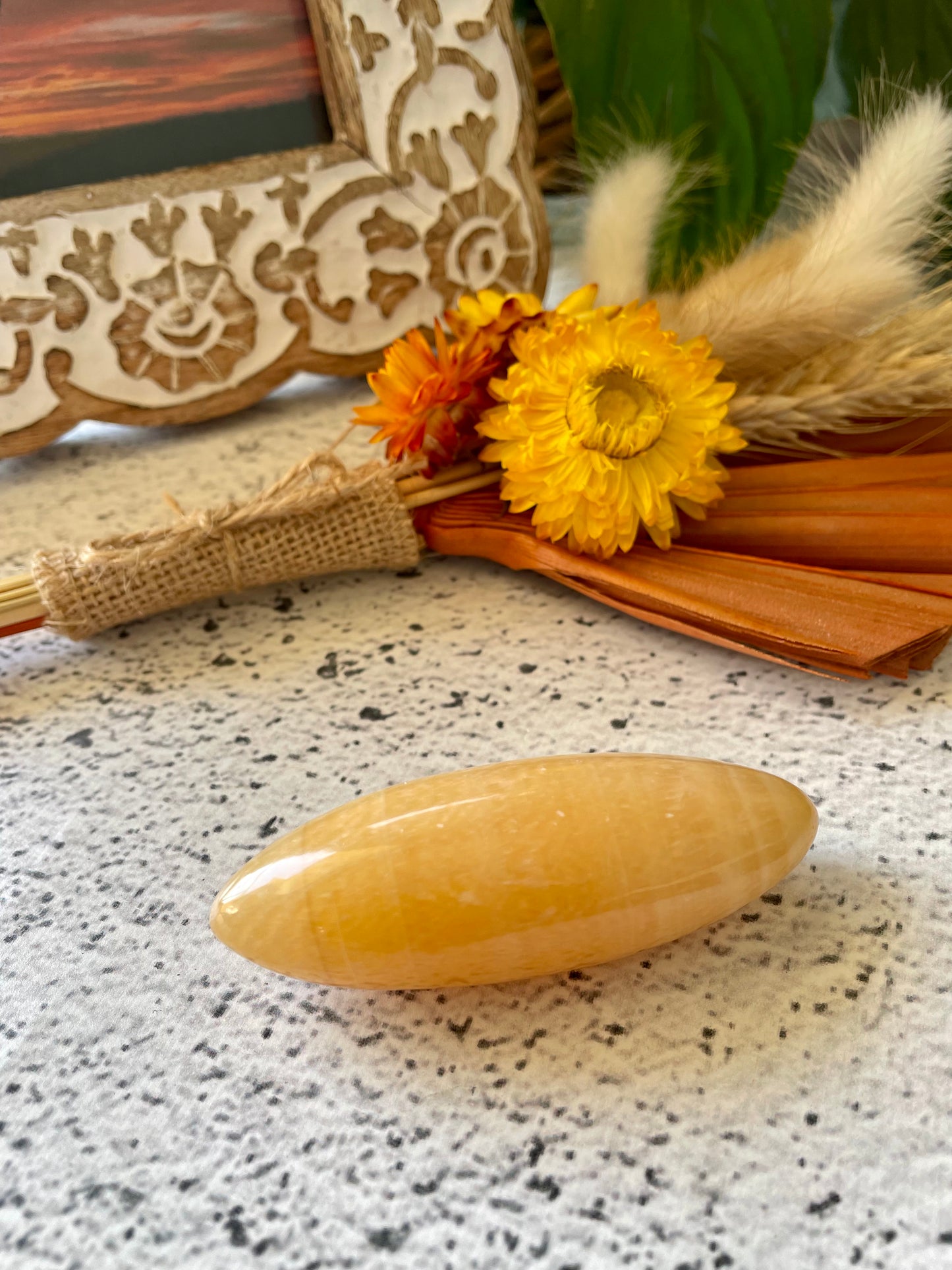 Orange Calcite Lingam