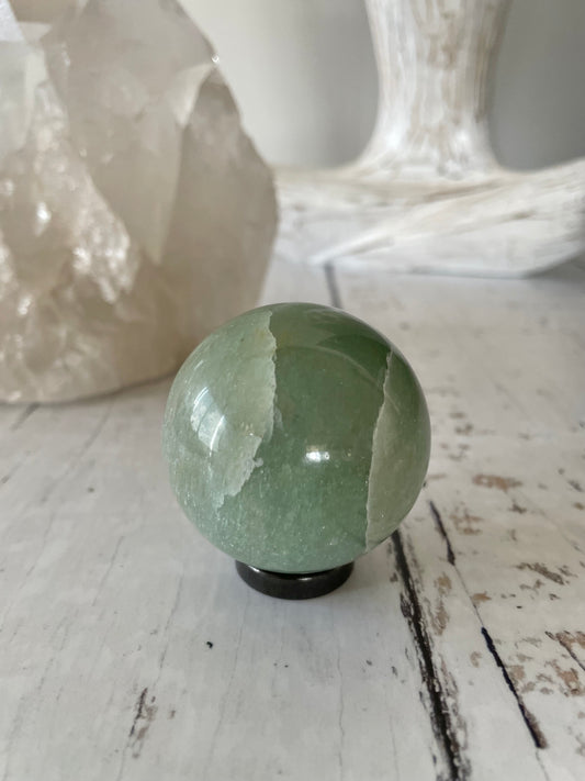 Green Aventurine Sphere Includes Wooden Holder