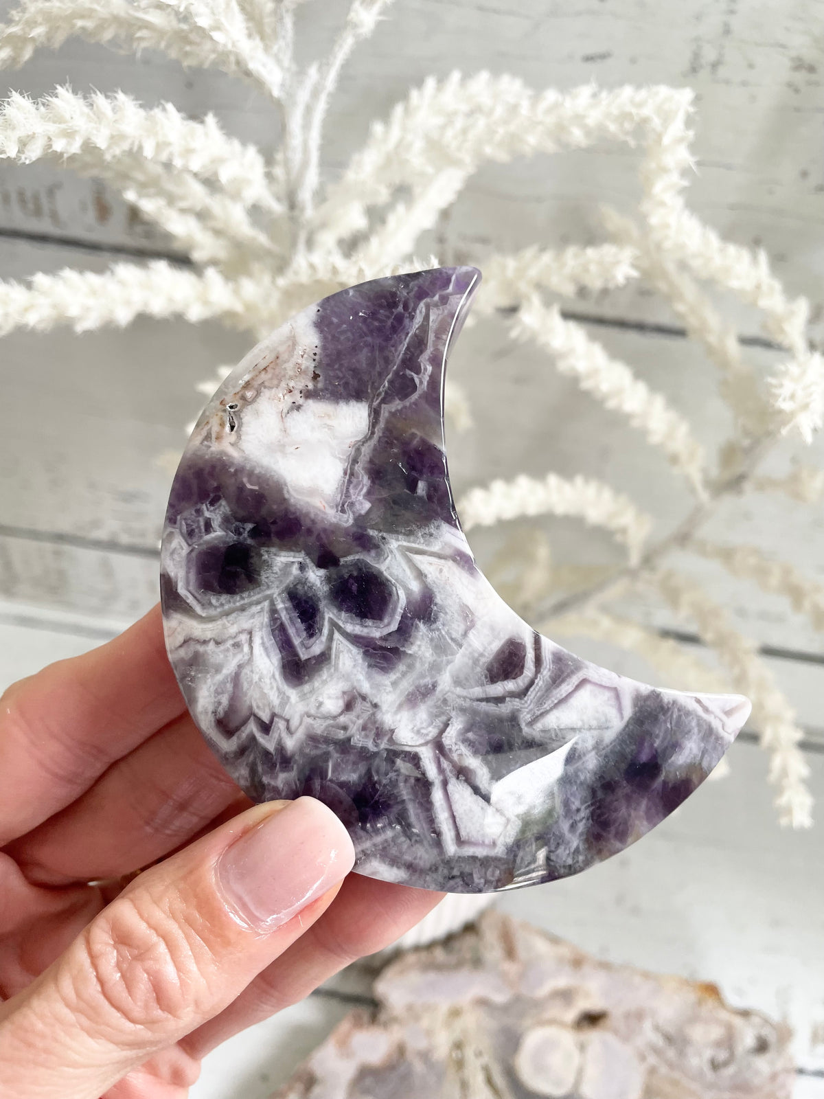 Chevron Amethyst Moon includes stand