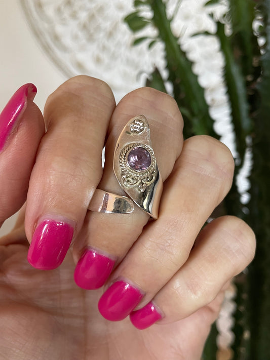 Amethyst Adjustable ring ~ sizes 6.5-10
