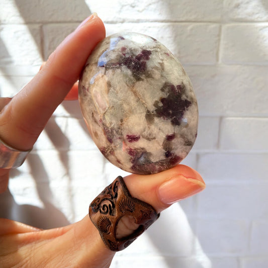 Rubellite Tourmaline Pillow Palm Stone
