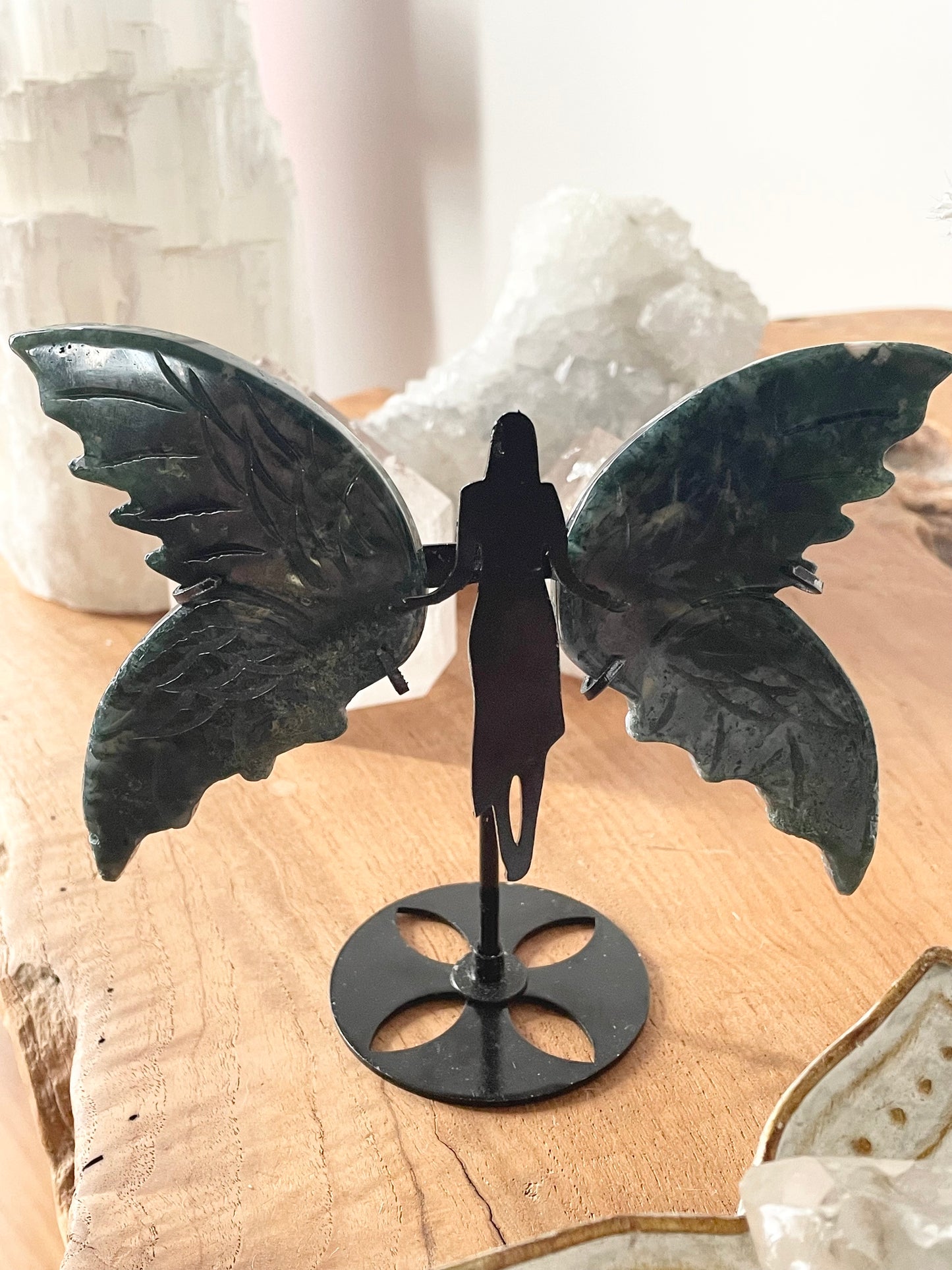 Ethereal Angel Wings ~ Moss Agate
