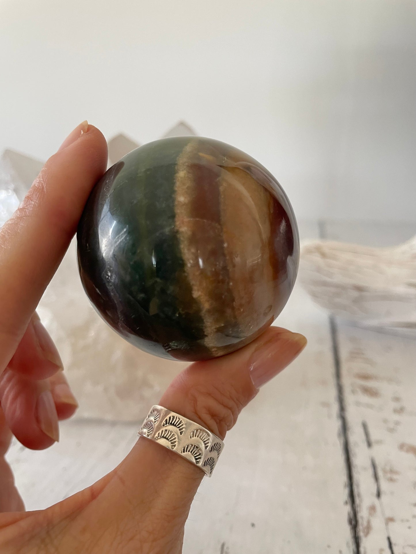 Bloodstone Sphere Includes Wooden Holder